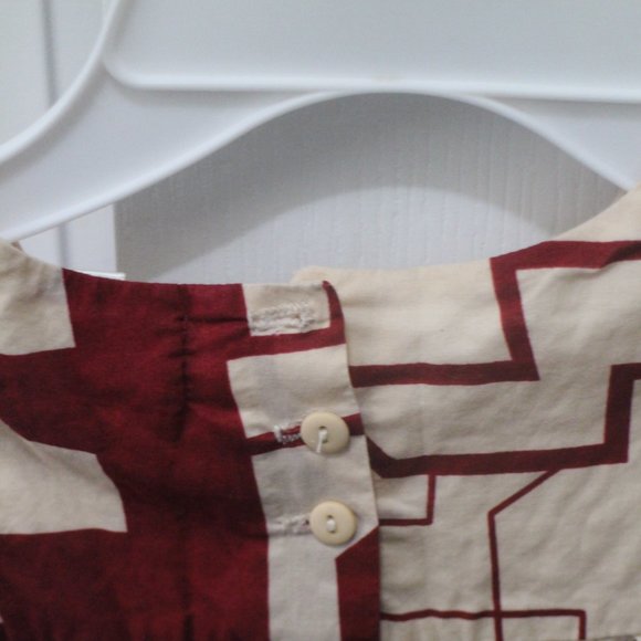 LIKE NEW! DEEP RED/CREAM L/S BLOUSE SZ 6 KIDS - Picture 3 of 6